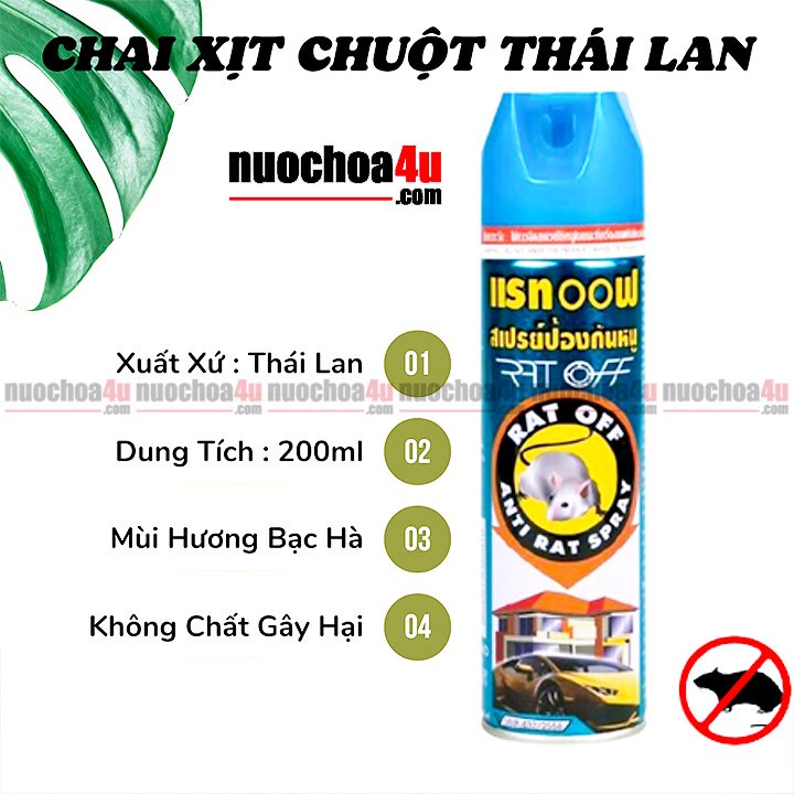 Bình xịt đuổi chuột ratoff - anti rat spray 200ml
