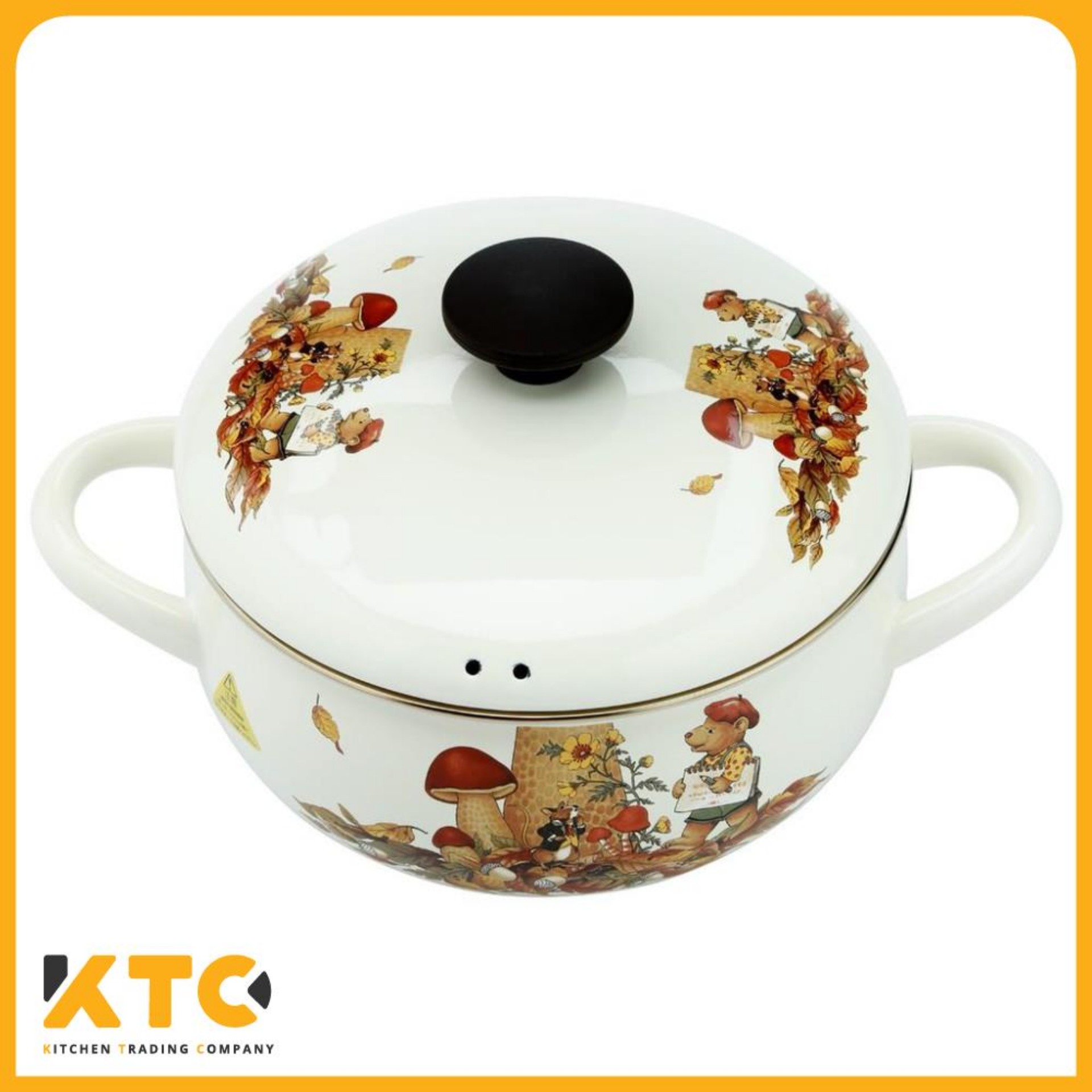 Nồi tráng men Nhật Bản Fujihoro con gấu bếp từ 16cm/20cm ( nhập khẩu Thái Lan)