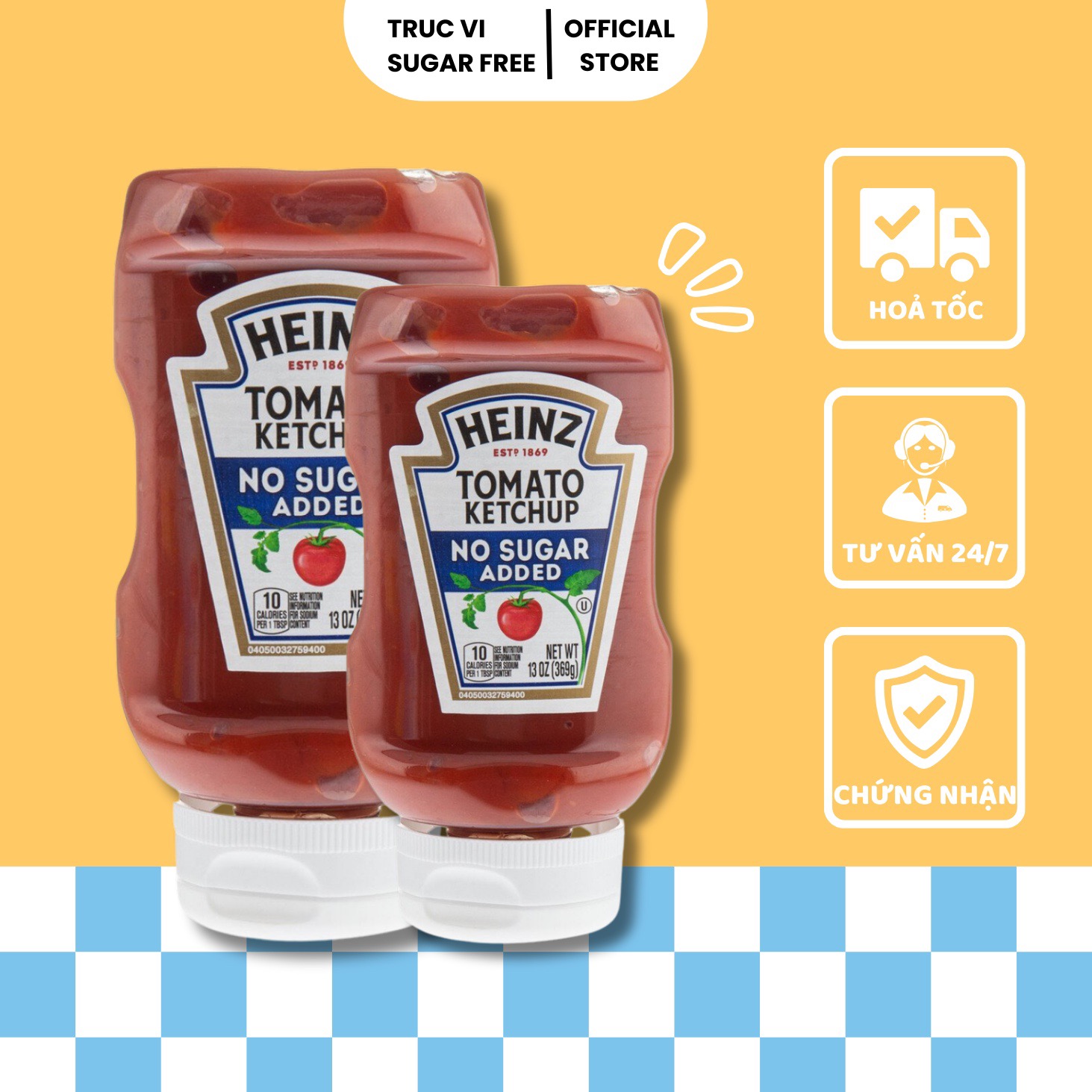 Tương cà chua không đường Heinz Ketchup Tomato eat clean kiêng đường ,gymer size 369gr