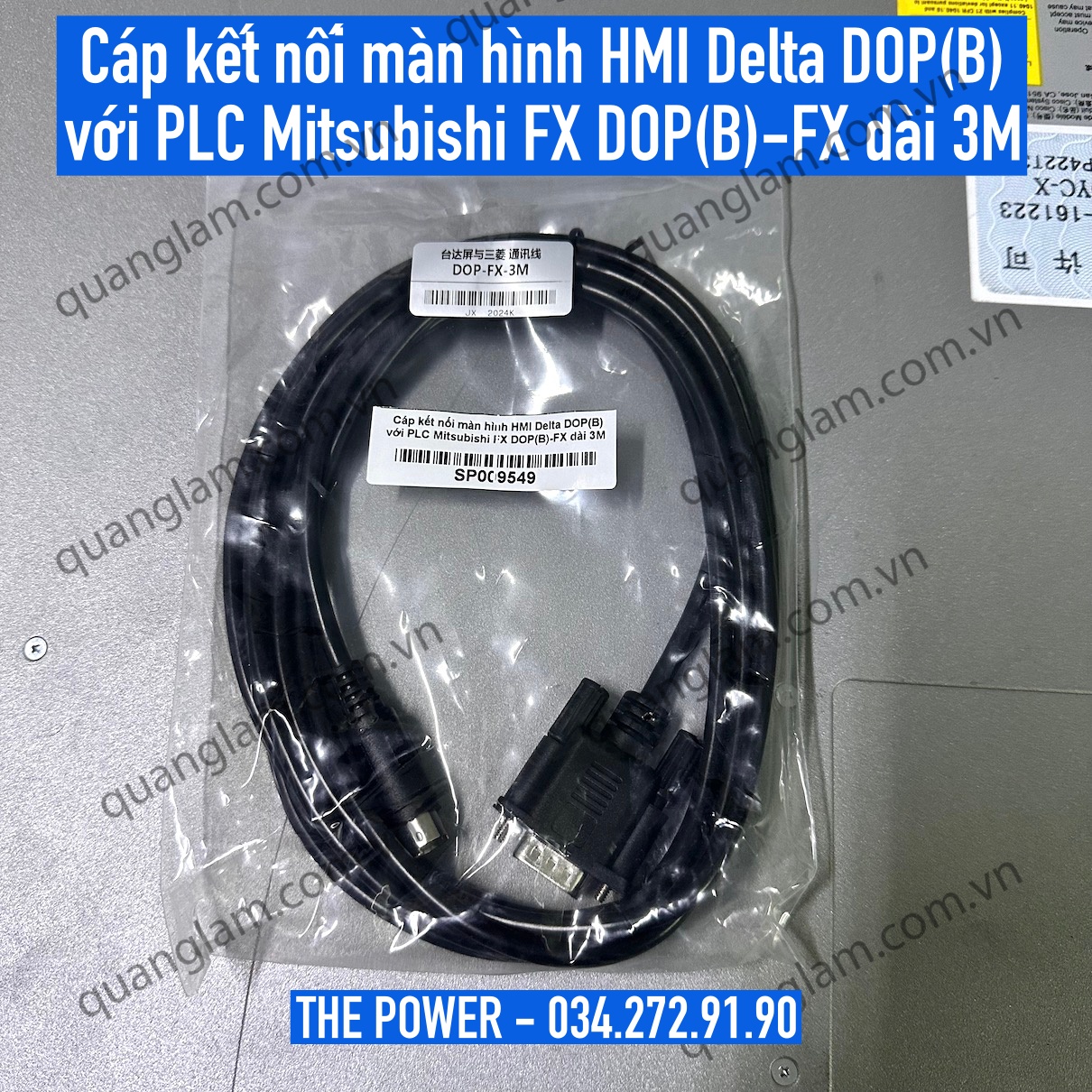 Cáp kết nối hmi delta họ dop-b với plc mitsubishi fx dài 3m