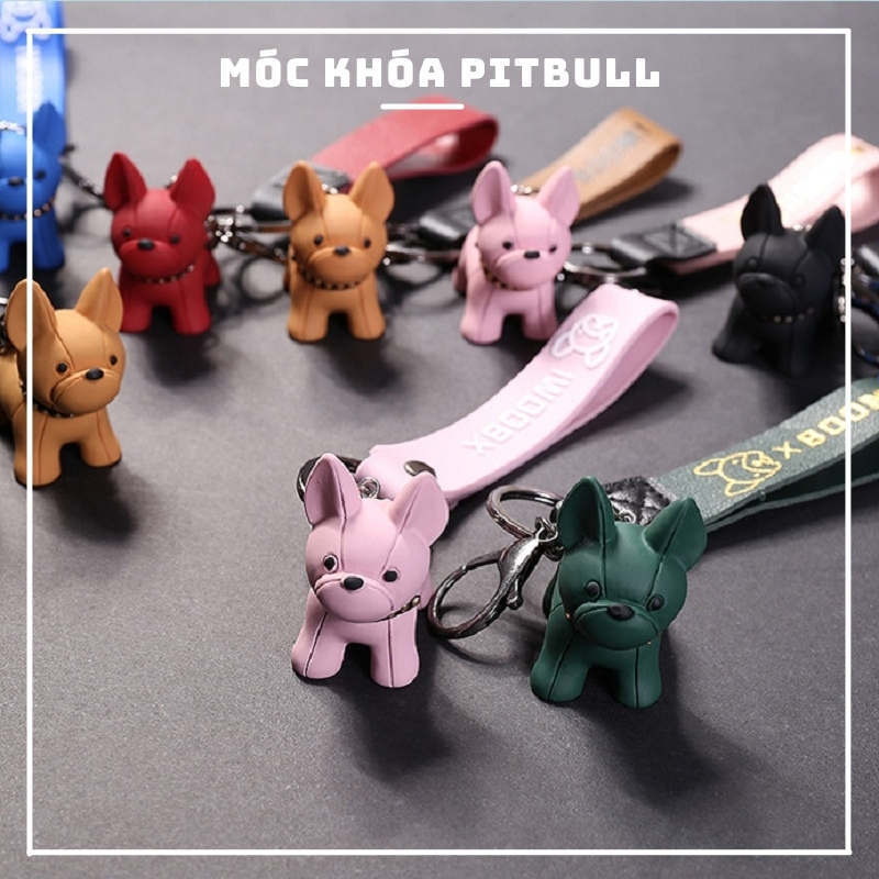Móc khóa chó bull nhũ vàng cực ngầu - móc treo chìa khóa