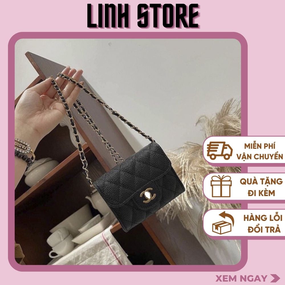 Túi ví nữ mini đẹp da sần có quai đeo chéo size 13 linhstore