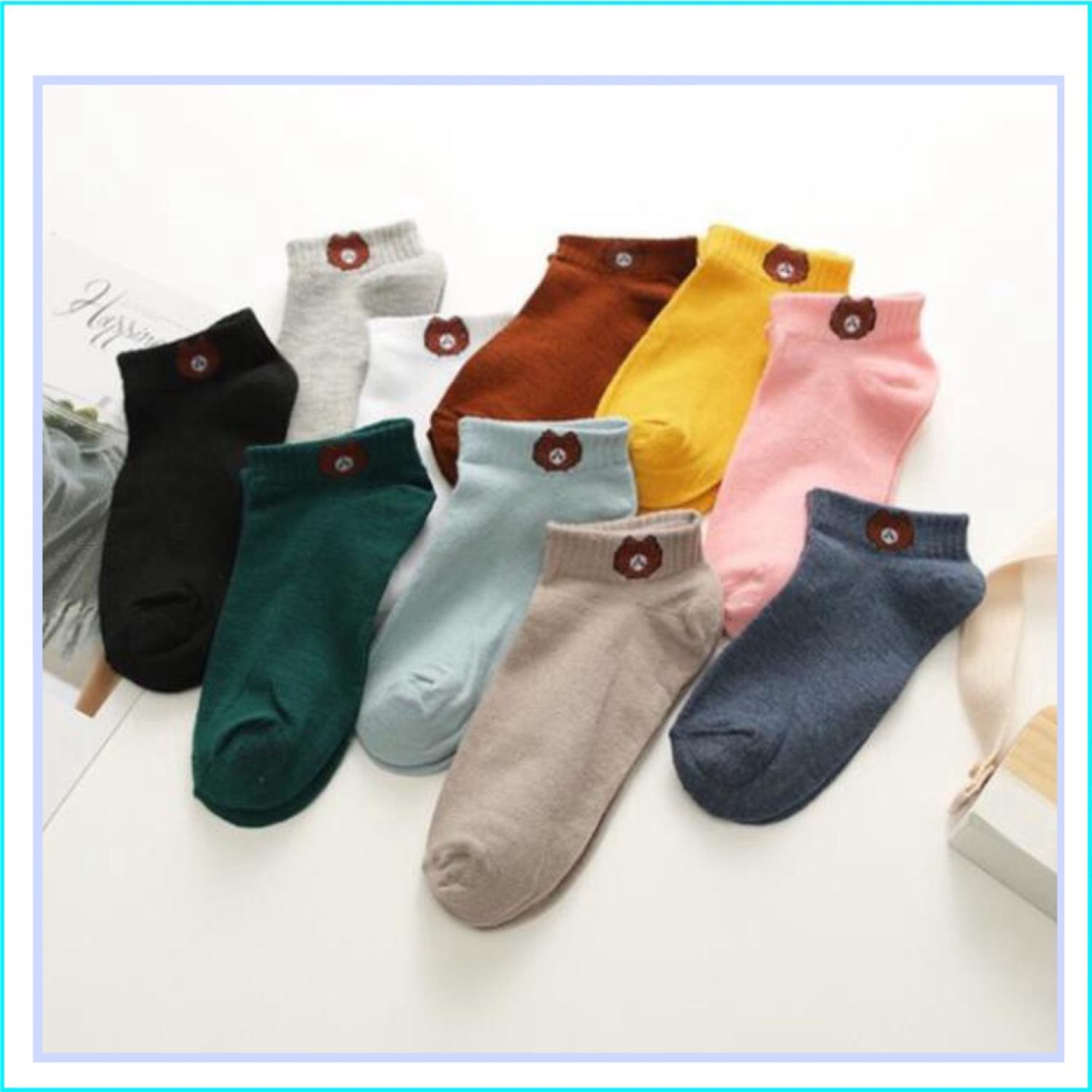Set 10 đôi tất gấu kèm túi xinh xắn