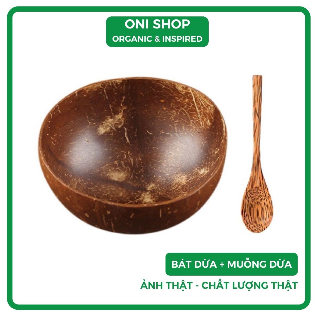 Bát chén gáo dừa LOẠI XUẤT KHẨU,BÓNG ĐEN đựng kem sữa chua yến mạch ngũ cốc granola,trộn mặt nạ đắp mặt- OniShop
