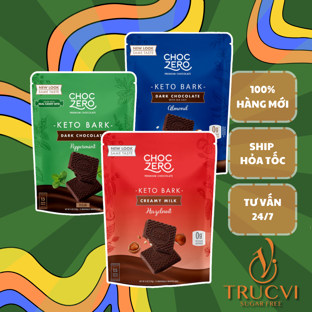 Socola Đen( Dark Chocolate) không đường Choc zero ( keto , eat clean, tiểu đường)