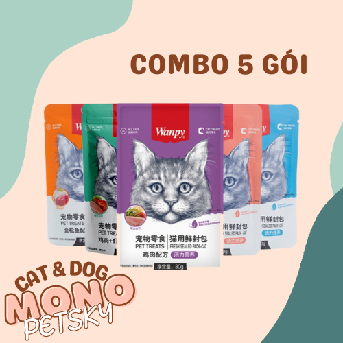 Combo 5 gói pate cho mèo wanpy 80gr