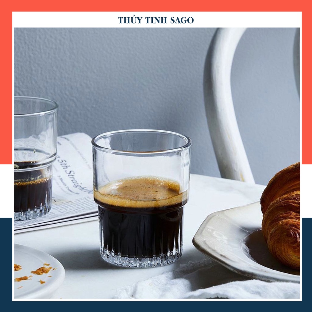 Ly thủy tinh lucky 2 tầng khía sọc stackable tumbler 202ml | hàng nhập khẩu thái lan