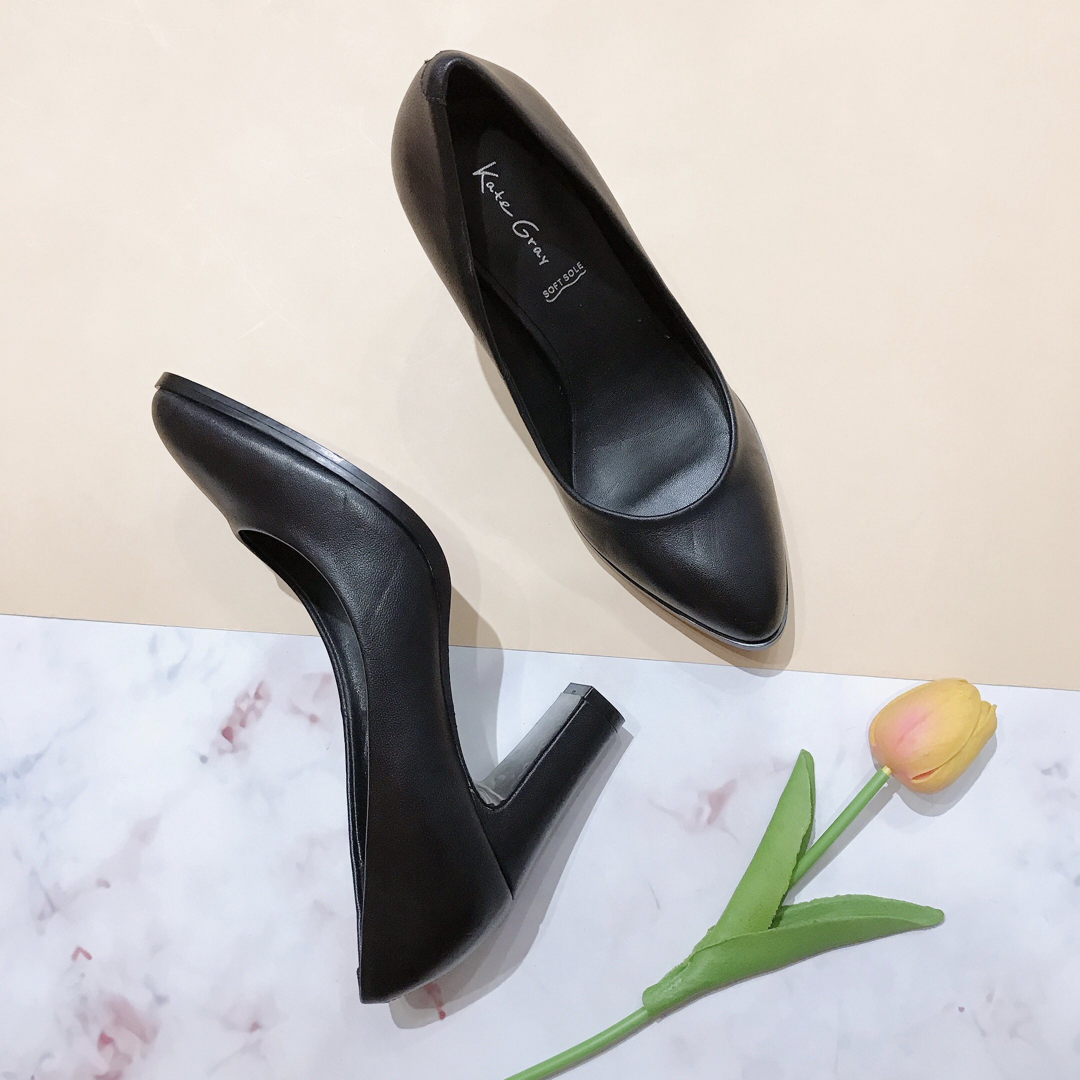 Giày cao gót Kate Grey xuất Mỹ da dê siêu mềm êm gót trụ 7cm