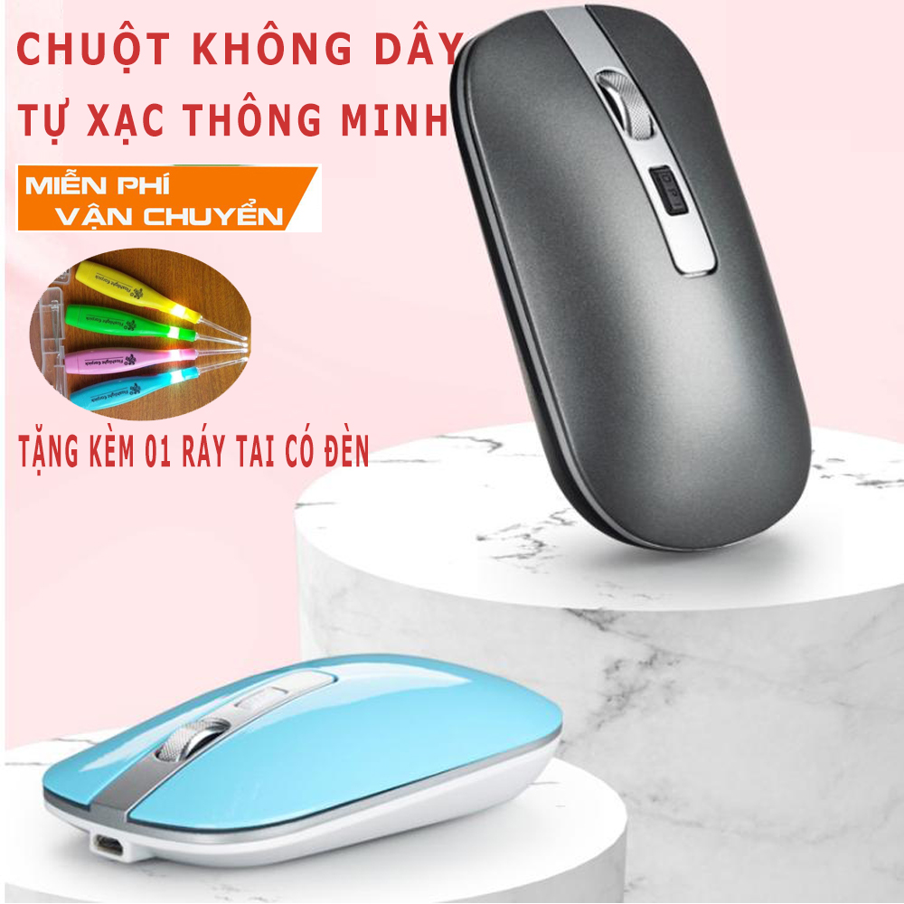 [HÀNG XỊN] Chuột Không Dây - Không Cần Dùng Pin, Click Không Âm Thanh, Màu Sắc Đa Dạng, Thiết Kế Thông Minh Tiện Dụng - BH 1 ĐỔI 1 - TẶNG KÈM 01 RÁY TAI CÓ ĐÈN