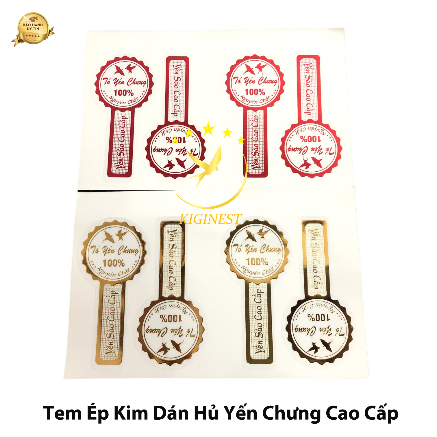 Combo 50 tem nhãn ép kim hủ yến chưng - tem nêm phong nắp hủ