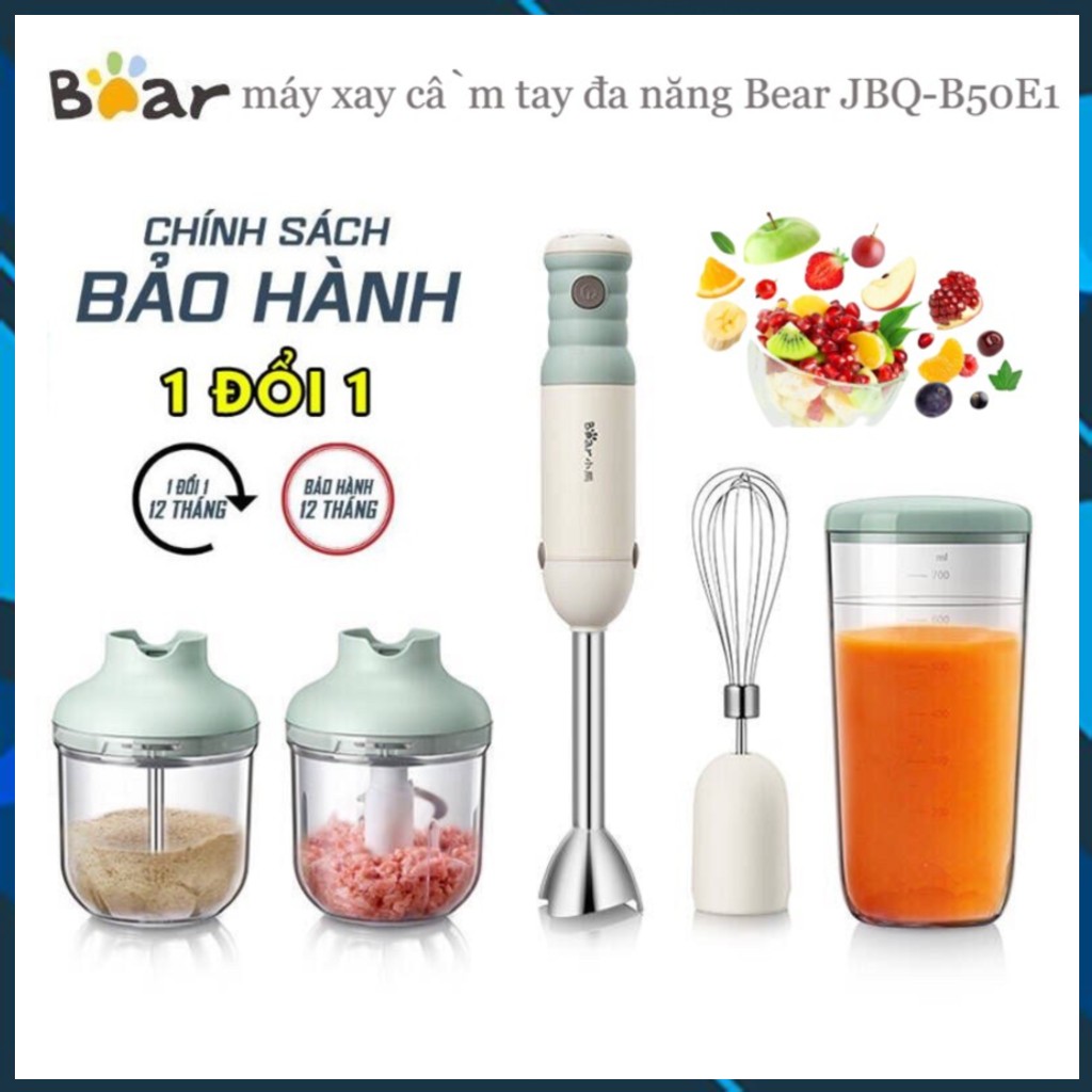 Top Máy Xay Sinh Tố+Rau Củ  Cầm Tay Đa Năng Bán Chạy Nhất Hiện Nay,Máy Xay Cầm Tay Đa Năng BEAR JBQ-B50E1 Dung Tích 1L Thiết Kế Gọn Nhẹ Công Suất lớn  500W Bản Quốc Tế - Hàng Chính Hãng
