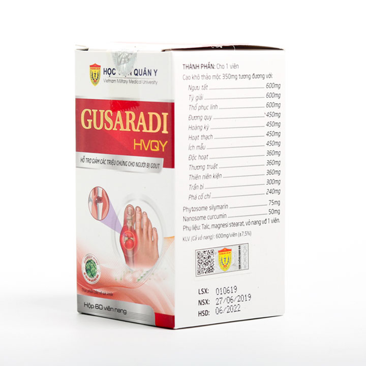 Viên giảm đau Gút Gusaradi Gout Học Viện quân Y 60 Viên