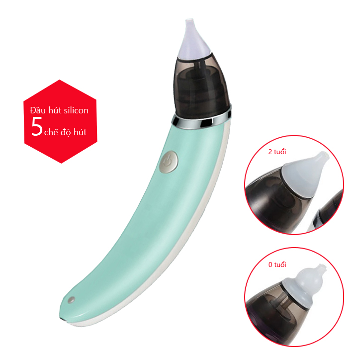 Máy Hút Mũi Điện Tử Hình Chuối Đầu Mềm Silicon, Kèm Cap Sạc USB, Đầu Hút Silicon, 5 Chế Độ An Toàn Và Không Gây Đau Cho Bé
