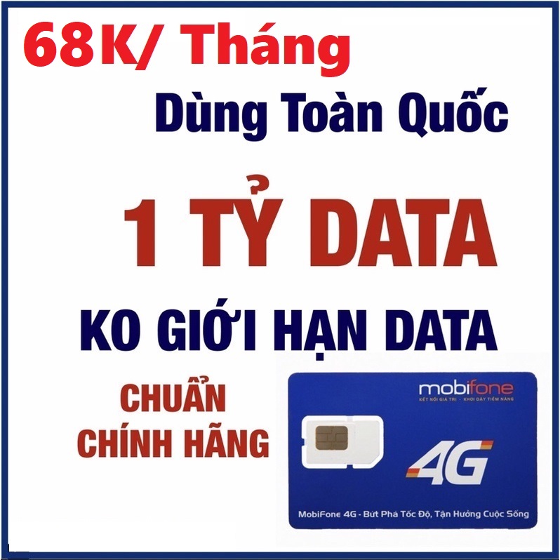 Sim 4G MobiFone GÓI Local A68S Data không giới hạn TẶNG THÊM data tốc độ cao chỉ với 68k/tháng - BẢO