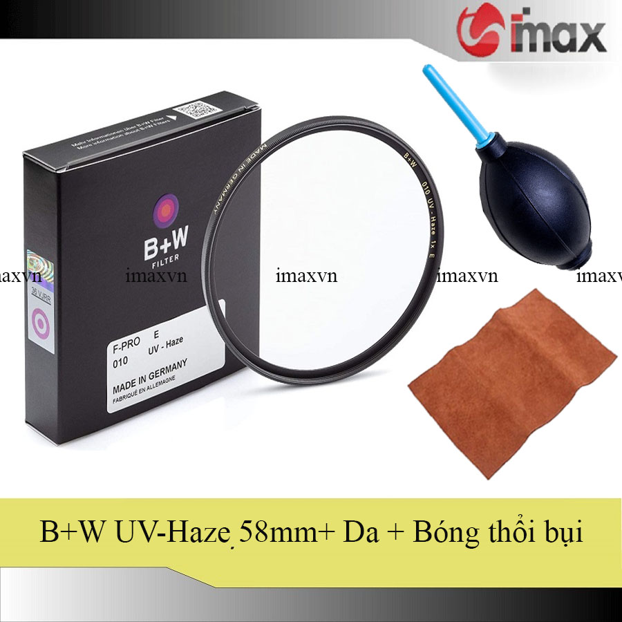 Kính lọc Filter B+W F-Pro 010 UV-Haze E 58mm Hoằng Quân + Bóng thổi bụi +