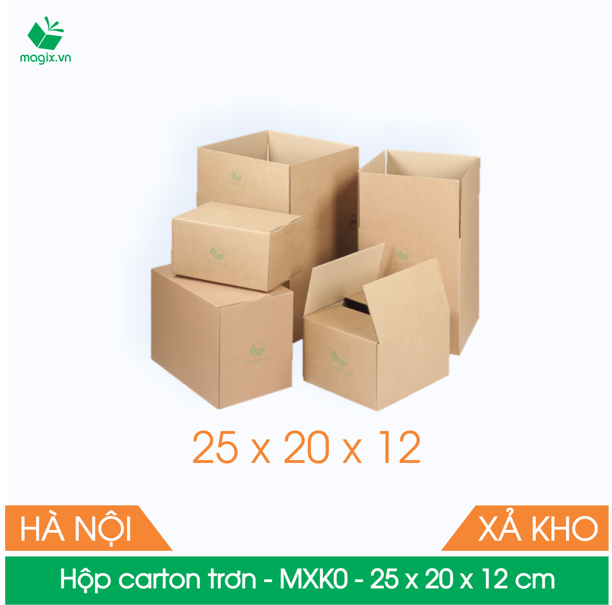 MXK4B - 25x20x12 cm - 20 Thùng hộp carton trơn đóng hàng