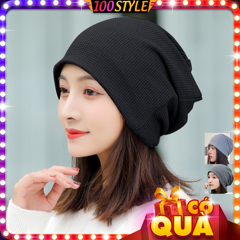 Nón len nam nữ màu trơn thanh lịch mũ len ấm áp - 100style