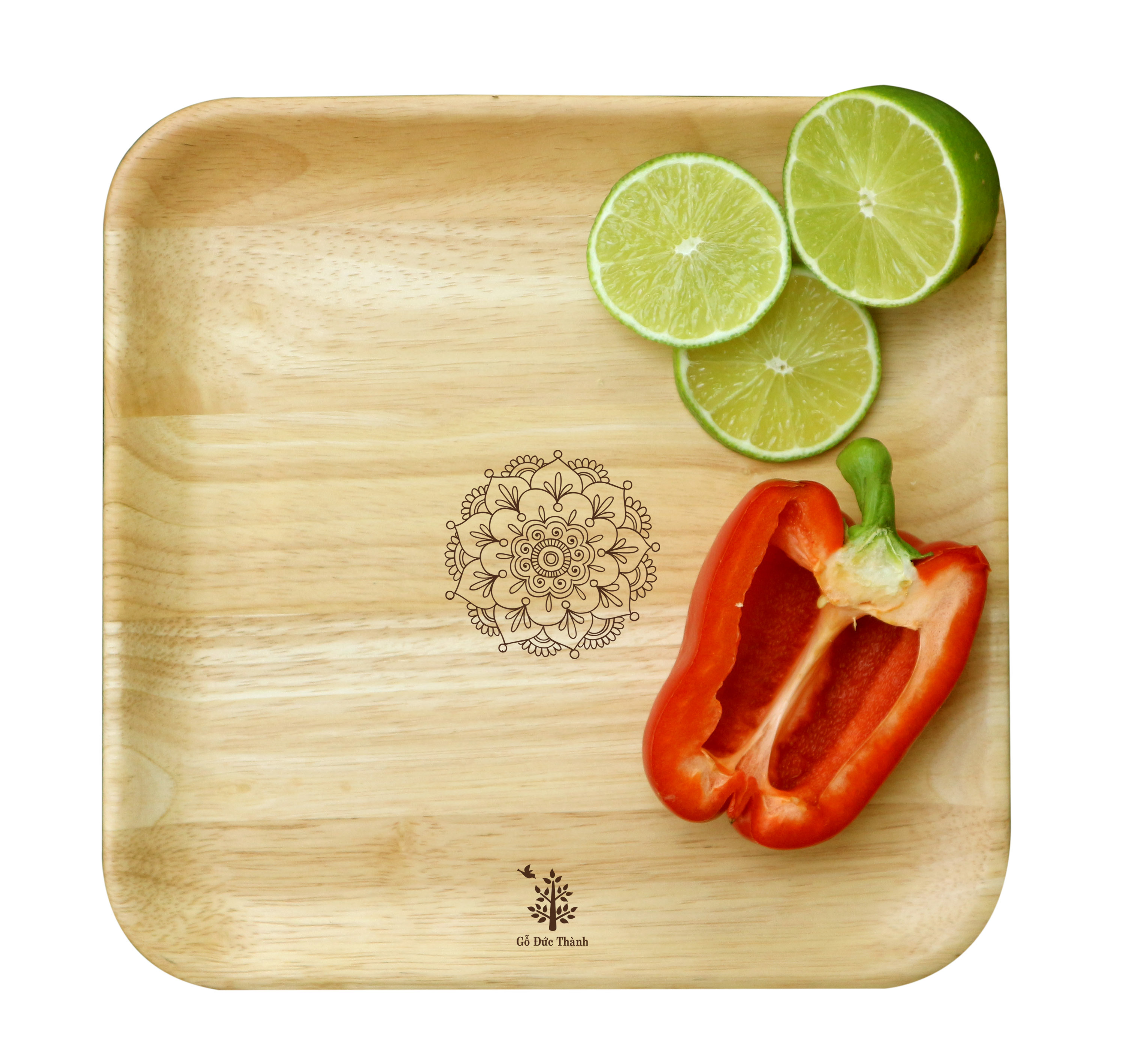 Đĩa gỗ vuông size nhỏ Gỗ Đức Thành 21141