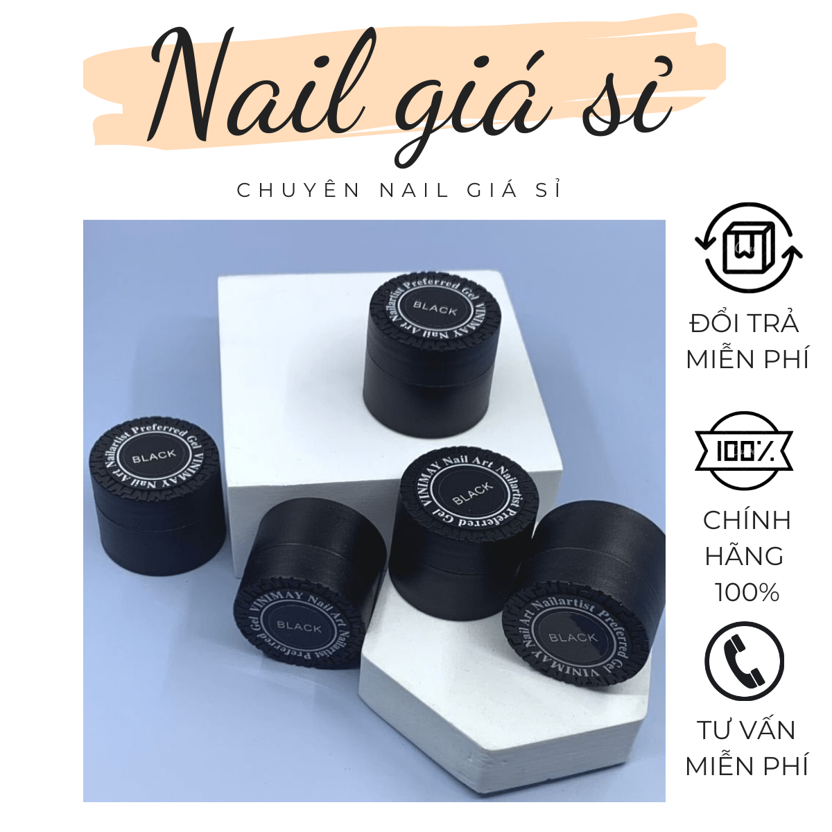 Gel nhện vinimay chính hãng - lẻ màu đen trắng