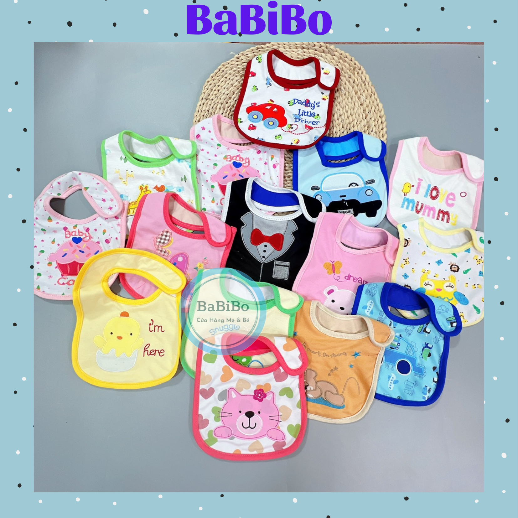 Yếm dán chống thấm carter 3 lớp hình thú đáng yêu cho bé ăn dặm - babibo