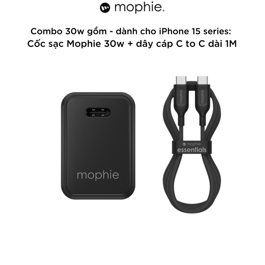 Combo sạc nhanh MOPHIE PD 30w có MFi cho IPHONE 15 Series