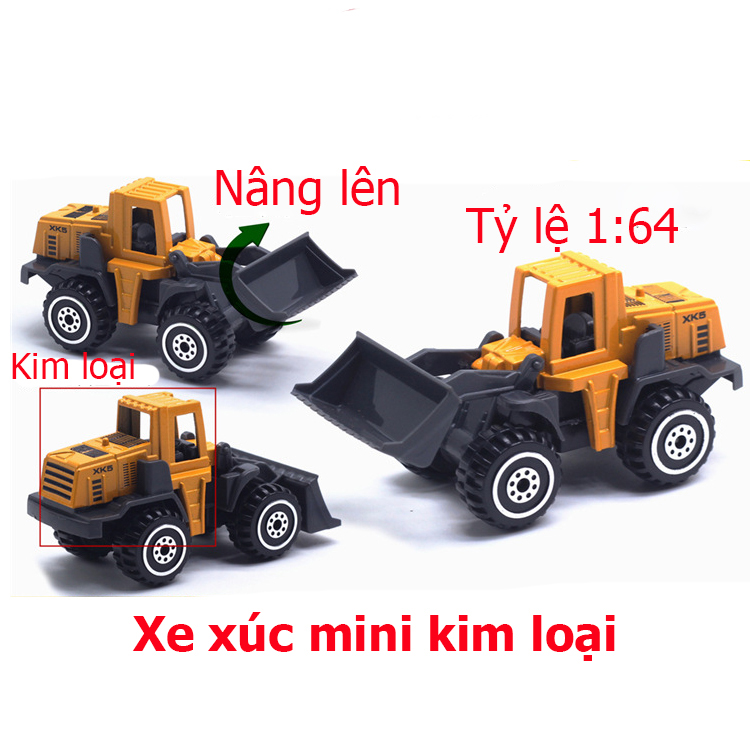 Đồ chơi mô hình xe xúc đất mini KAVY hợp kim an toàn cho bé, có thể trang trí - màu vàng