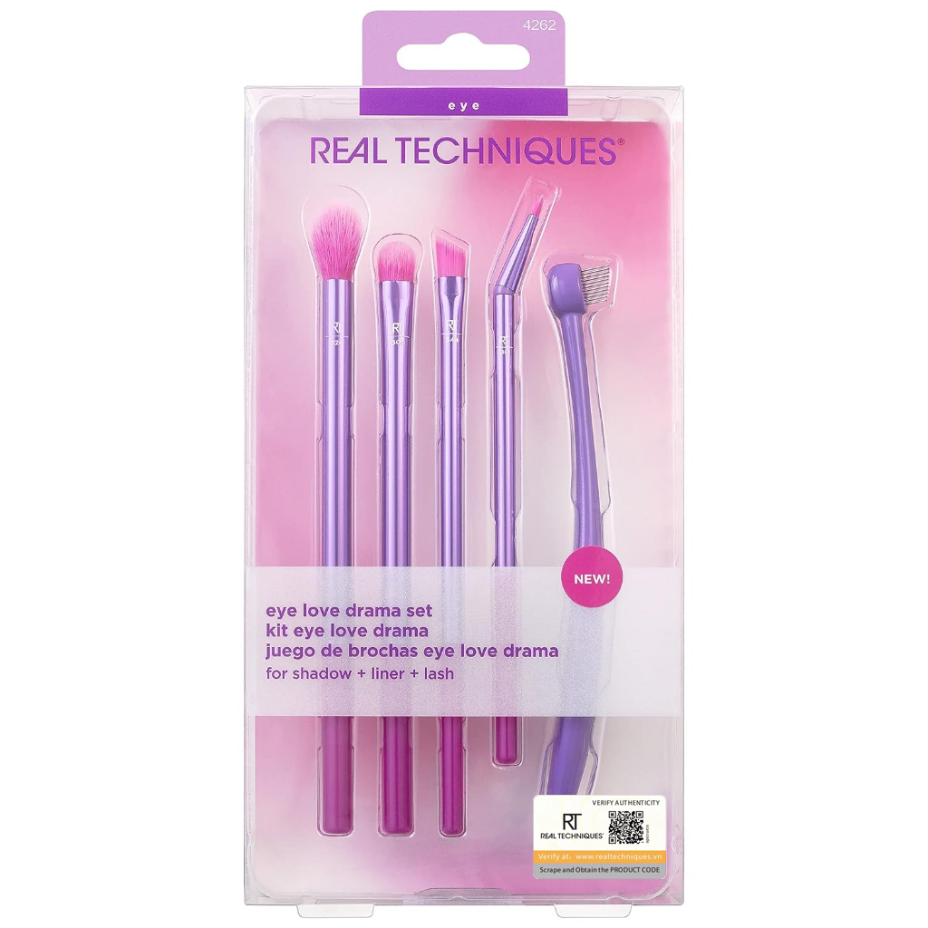 Bộ cọ mắt 5 cây tím pastel - kit eye love drama - real techniques by sam & nic