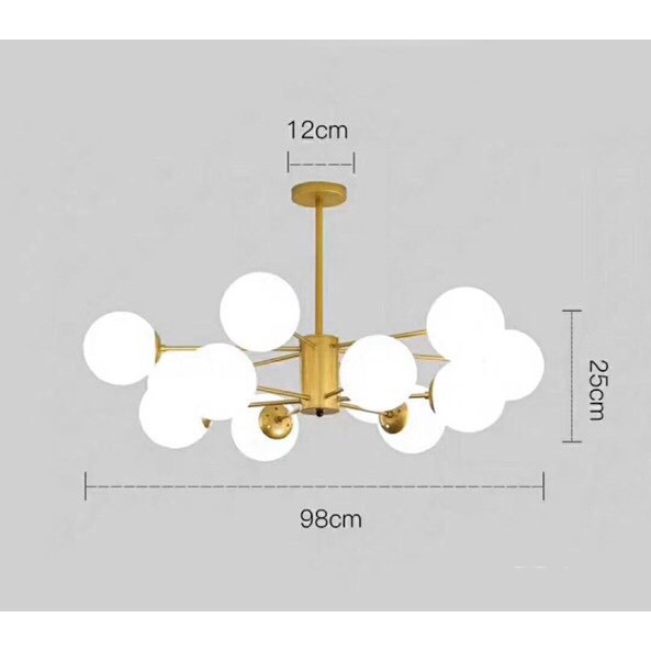 Đèn chùm cao cấp loại 12 bóng rang trí nhà cửa royras - kèm bóng led
