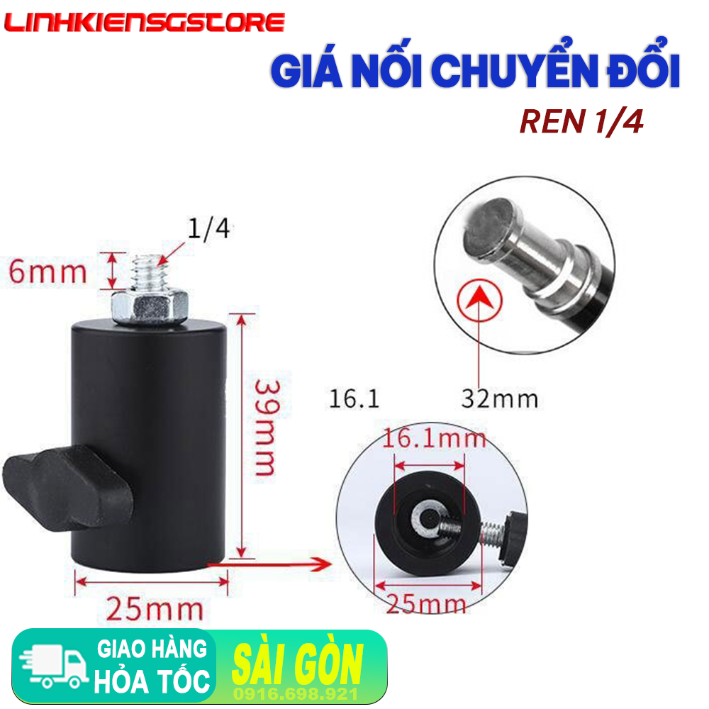 Giá Đỡ Nối Thêm Kim Loại N14 Đầu Chuyển Đổi Đầu Ren Chân Đèn Sang Đầu Ốc Vít 1/4