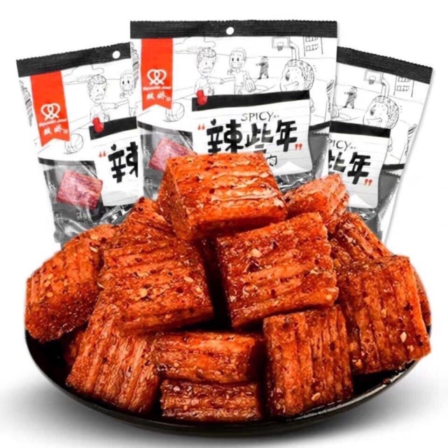 [HCM]Thịt hổ chay vị cay 1 bịch 38 gói nhỏ - Ăn vặt Trung Quốc