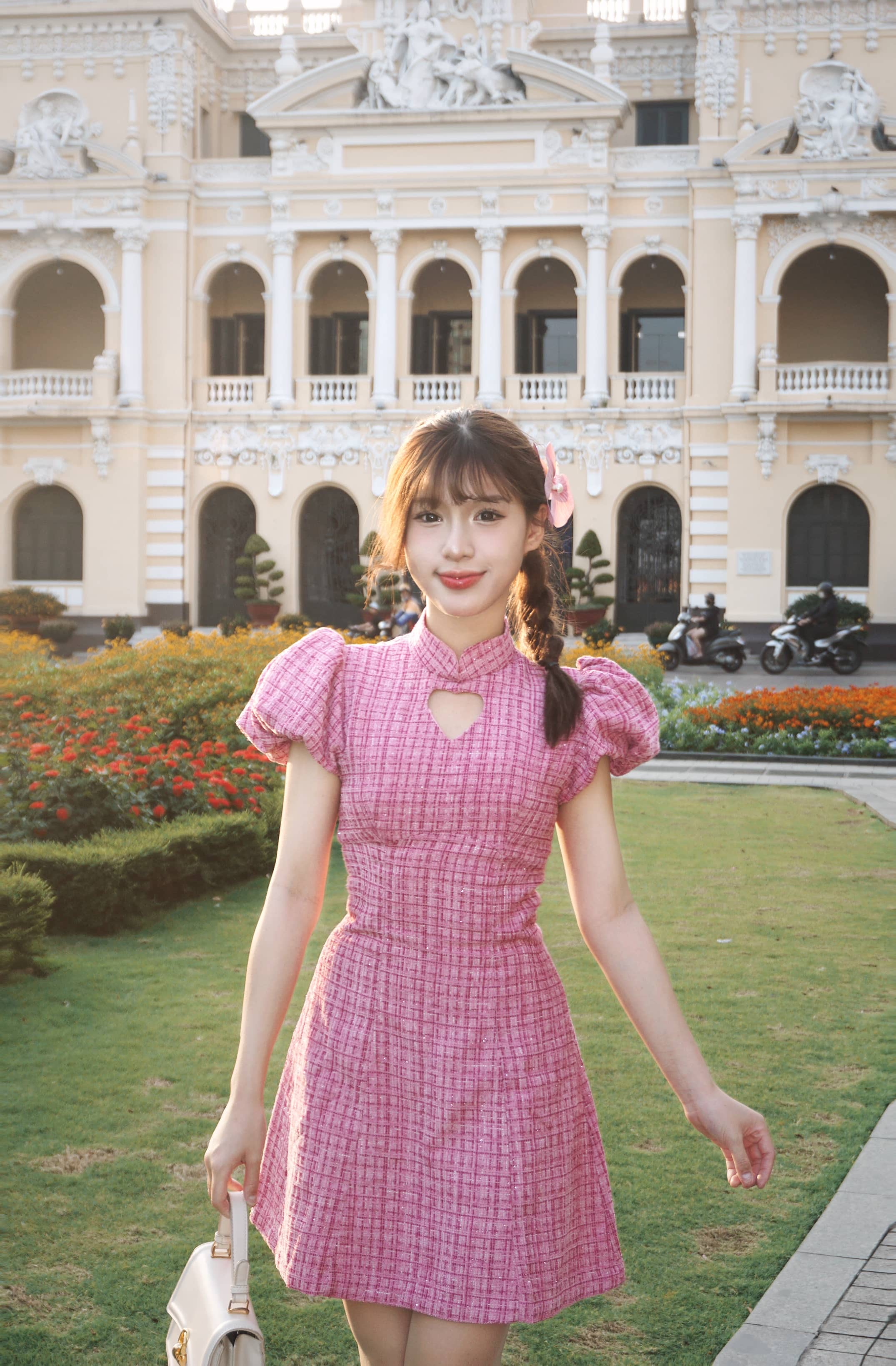 Váy dạ dáng xoè khoét ngực siêu xinh, váy dạ nữ thiết kế dáng a xinh xắn | hachi dress | secodee