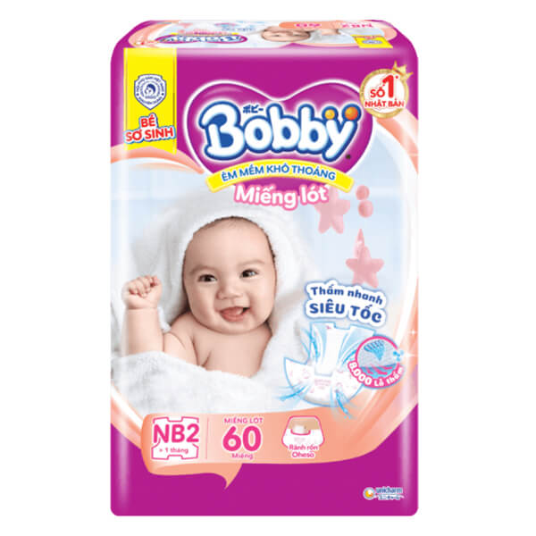 Miếng lót sơ sinh Bobby NB2 60 (60 miếng) tặng  6 tã quần size M