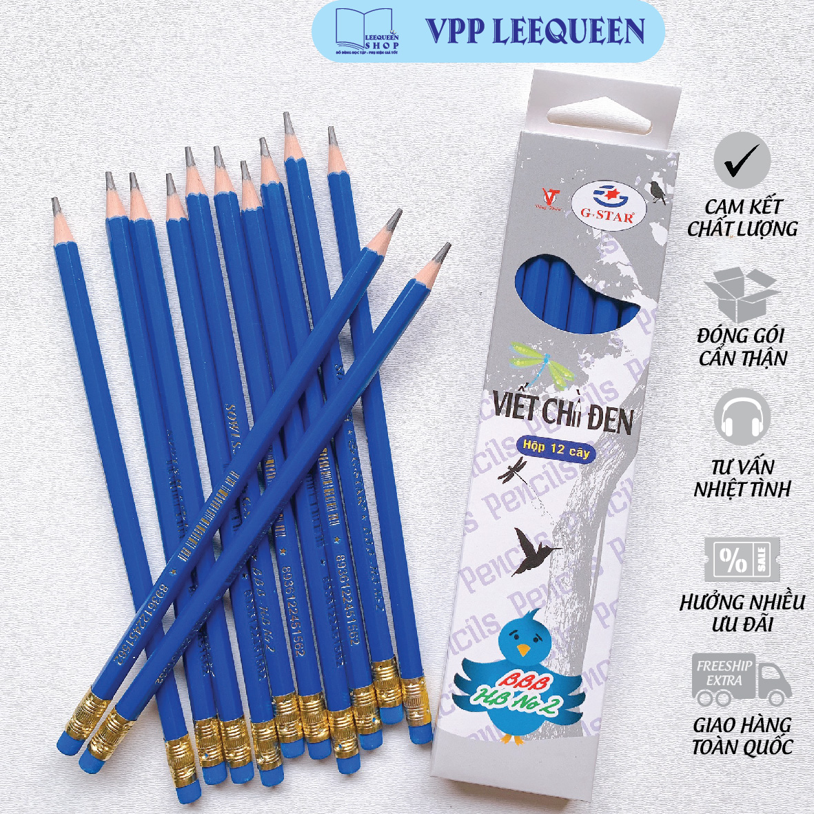 Bút chì đen ngòi hb gstar gs-hbb thân xanh tặng chuốt gọt