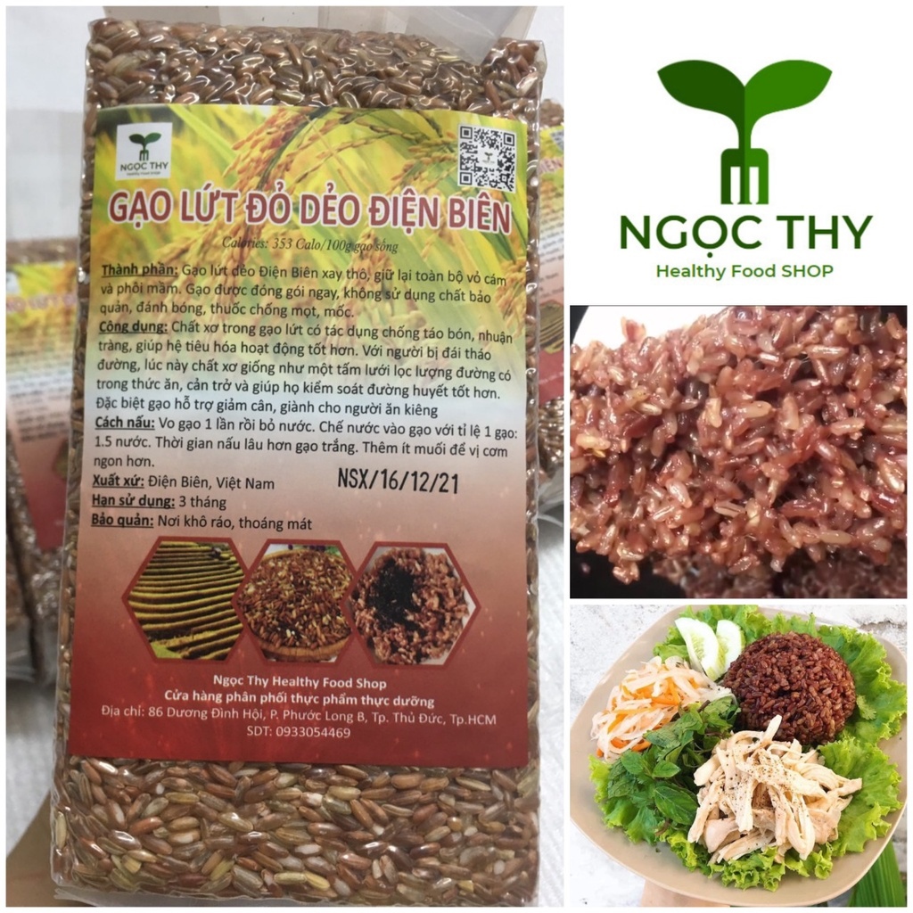 【Mới】 [Mã GROSALE giảm 10 đơn 150K] [NT Food] Gạo lứt đỏ dẻo Điện Biên gói 1kg gạo lức dẻo nấu không cần ngâm ăn giảm cân