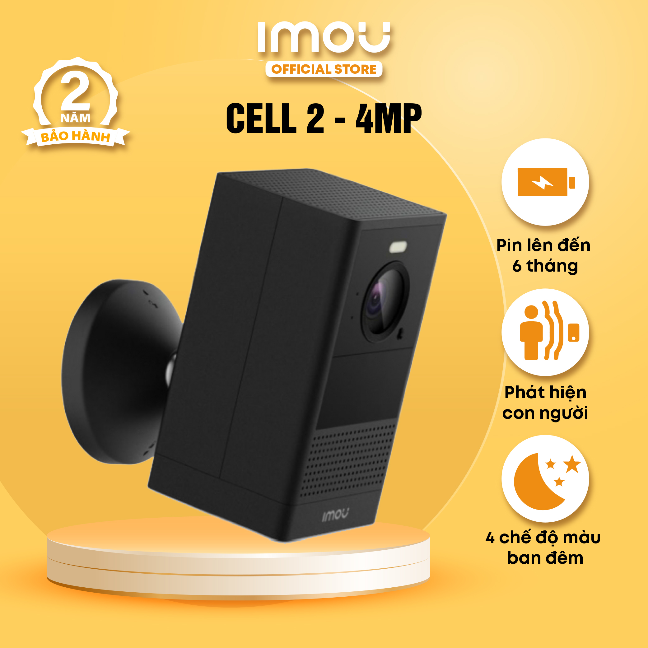 Camera Imou Wifi dùng Pin Cell 2 (4MP) I IPC-B46LP I Đàm thoại 2 chiều I Thời lượng pin đến 180 ngày I 4MP QHD