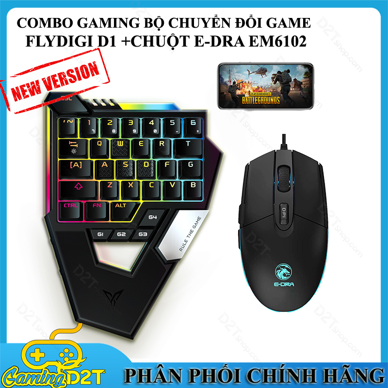 Bộ chuyển đổi game Flydigi D1 kiêm bàn phím cơ red switch chơi game PUBG COD và các game FPS