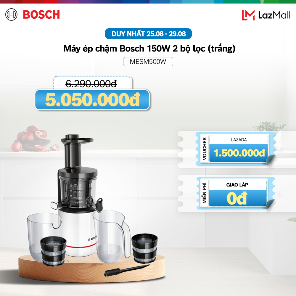 Máy ép chậm bosch mesm500w 150w 2 bộ lọc - hàng chính hãng