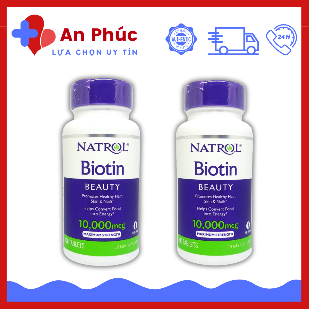 Viên uống mọc tóc Natrol Biotin 10000mcg của Mỹ 100 viên, Natrol Biotin của Mỹ
