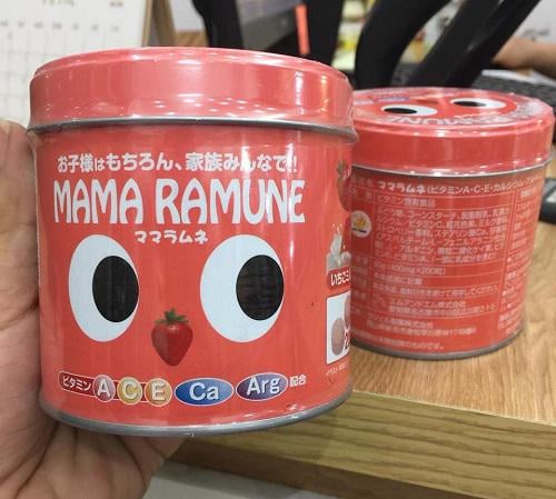 [HCM]Kẹo cho trẻ biếng ăn Mama Ramune vị dâu 200 viên Nhật Bản