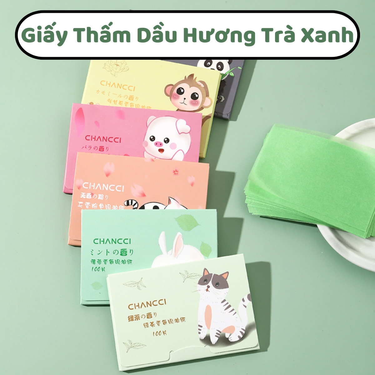 Giấy Thấm Dầu Vệ Sinh Dầu Nhờn Thừa Trên Da Mặt, Giấy Hút Dầu Mồ Hôi Bã Nhờn Có Hương Thơm Set 100 Tờ