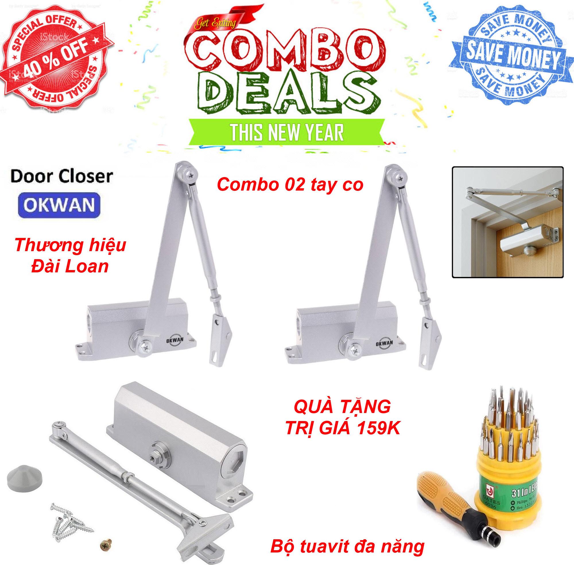 Tiết kiệm 40% - Combo 02 Tay đẩy hơi - Tay co thủy lực cửa OKWAN loại 45 - 70 kg - Tay co thủy lực tay đẩy hơi cửa ra vào OKWAN