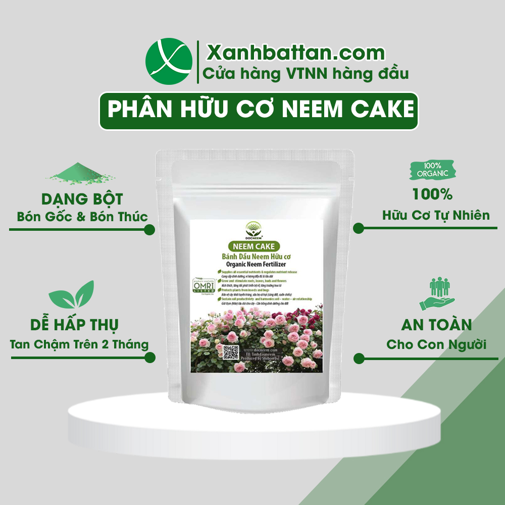 Bánh Dầu Neem Cake Hữu Cơ Cho Hoa Hồng Gói 1 Kg