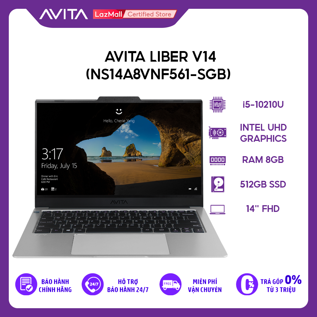 [Trả góp 0%]Laptop Avita Liber V14 (NS14A8VNF561-SGB) i5-10210U | 8GB | 512GB | Intel UHD Graphics | 14 FHD | Win 10
