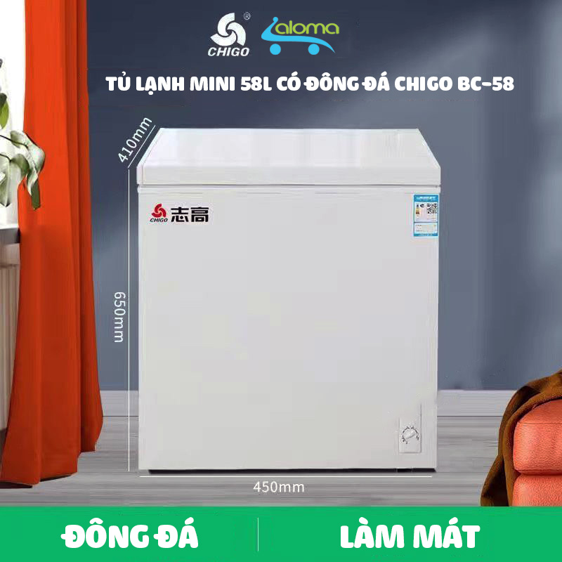 Tủ đông mini Chigo BC-58 dung tích 58L, trữ sữa đựng thực phẩm, cấp đông siêu nhanh siêu tiết kiệm điện