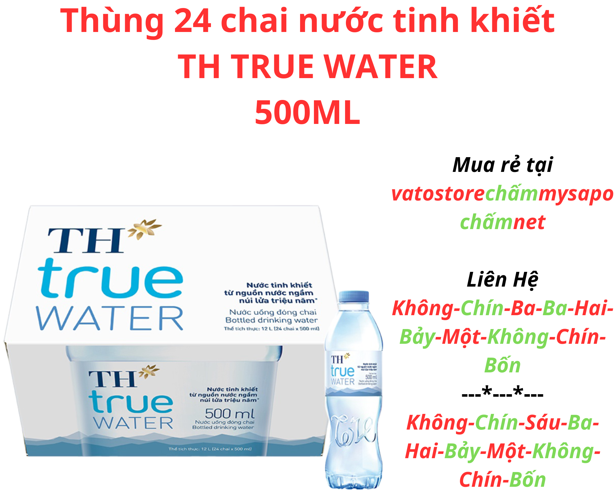 Nước uống tinh khiết đóng chai TH TRUE WATER chai 500ml