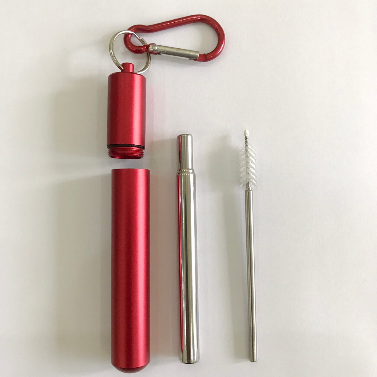 Ống hút Inox vỏ màu ĐỎ may mắn, năng động, hiện đại, thu gọn bỏ túi mang theo mọi nơi-Shop Tiện Ích Vượt Trội