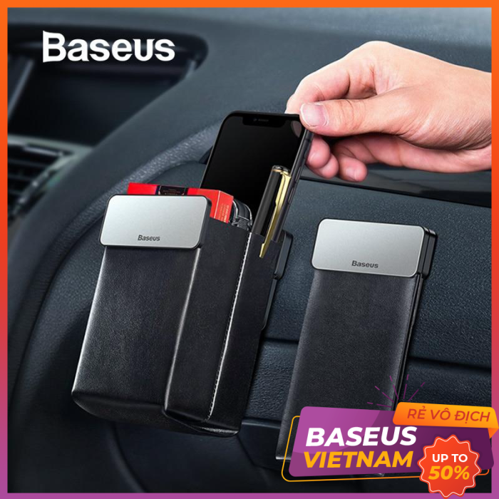 Baseus universal leather xe túi lưu trữ điện thoại di động chủ xe ghế đa chức năng sắp xếp nam châm túi xếp đồ