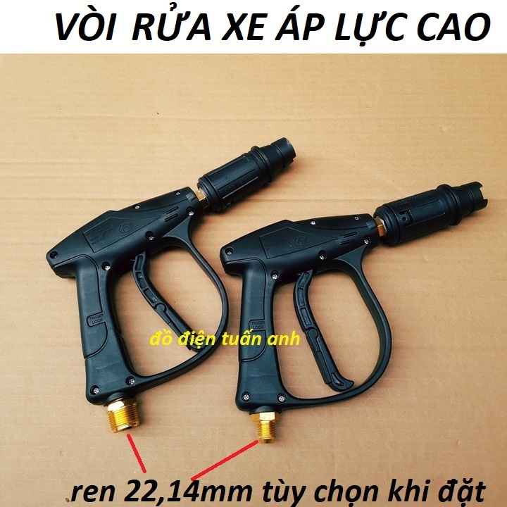 Súng rửa xe , vòi xịt rửa xe áp lực cao cho máy xịt rửa áp lực cao ren 22mm và 14mm  Vòi xịt rửa xe áp lực cao