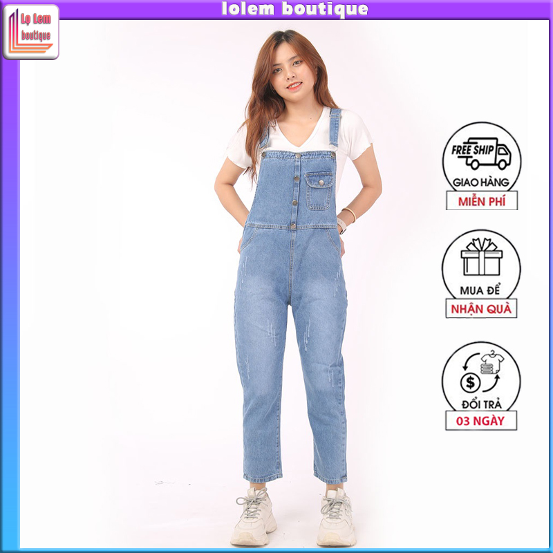 Quần yếm nữ ống rộng dáng suông ulzzang hàn quốc phối viền chữ V trẻ trung nữ tính - Lolem Boutique