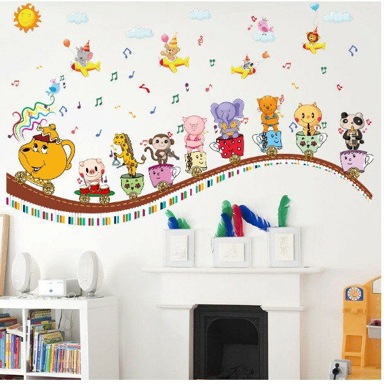 Tranh trang trí phòng cho bé Dàn nhạc thú 60x90 cm - Giấy và decal dán tường trẻ em